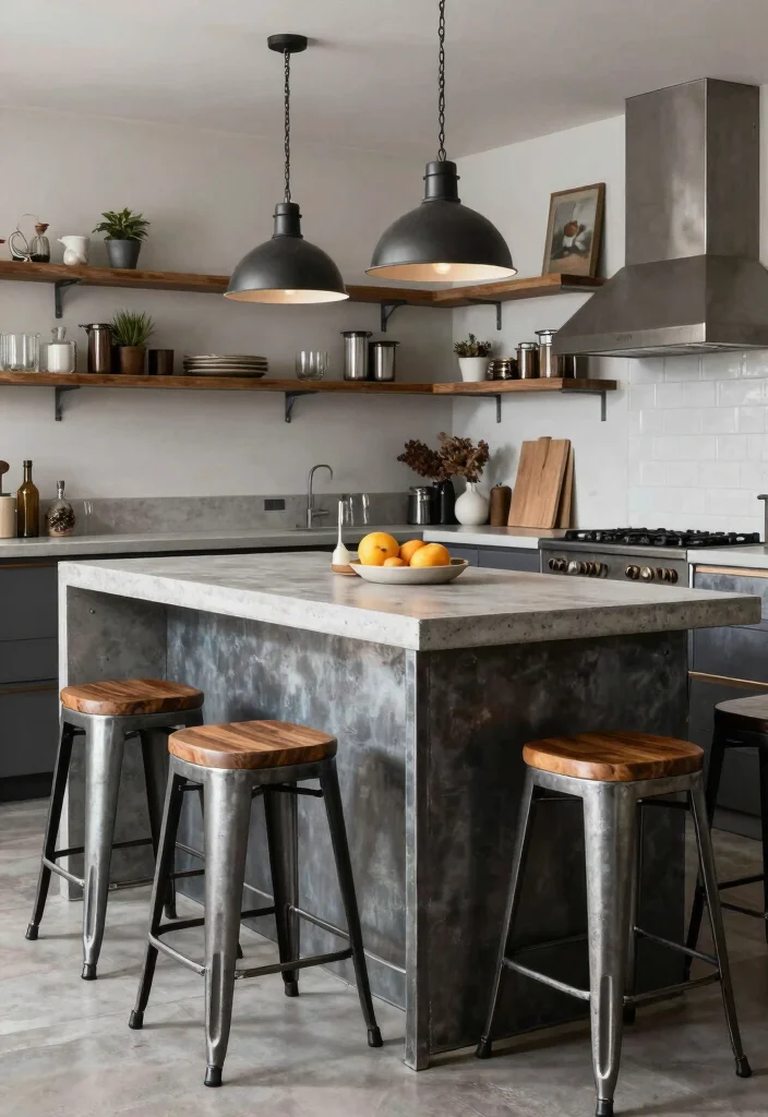 15 Breakfast Bar Kitchen Island Ideas That Bring People Together - 13. Industrial Edge 1