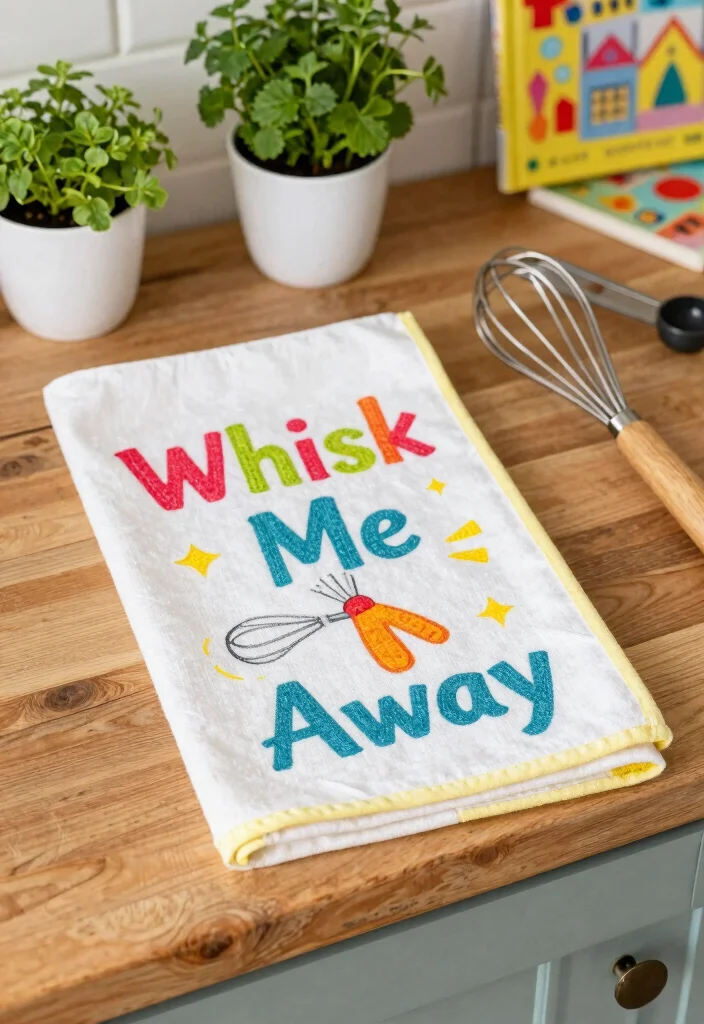 15 Funny Kitchen Towels Ideas That Add Humor - 1. 'Whisk Me Away' 1