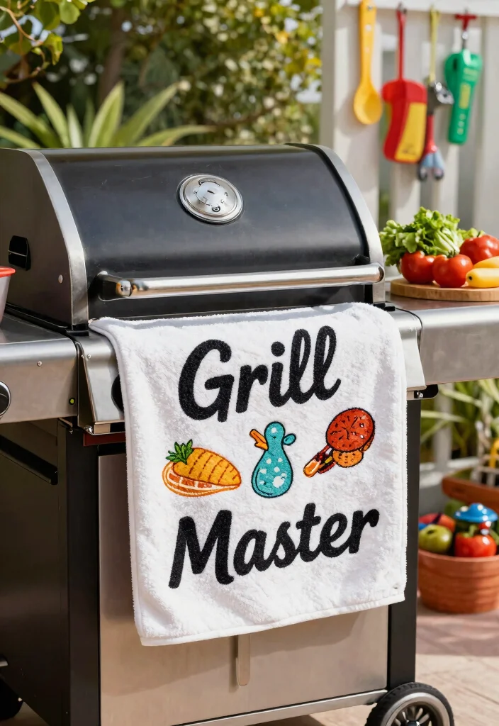 15 Funny Kitchen Towels Ideas That Add Humor - 9. 'Grill Master' 1