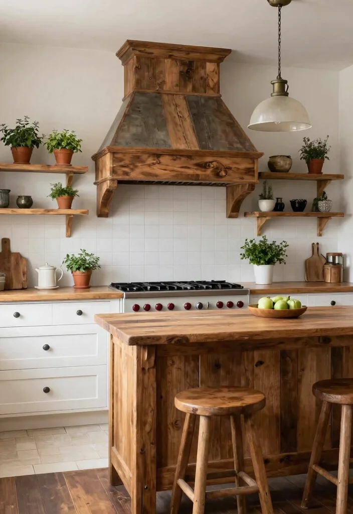 15 Kitchen Hoods Ideas That Become a Focal Point - 1. The Rustic Timber Beauty 1