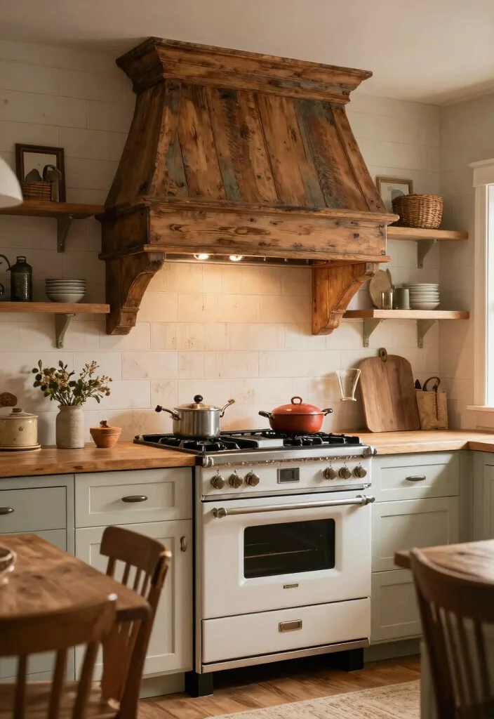 15 Kitchen Hoods Ideas That Become a Focal Point - 11. Farmhouse-Style Charm 1