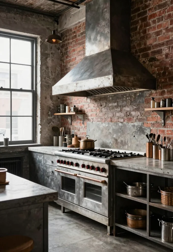 15 Kitchen Hoods Ideas That Become a Focal Point - 6. Industrial Chic Vibes 1