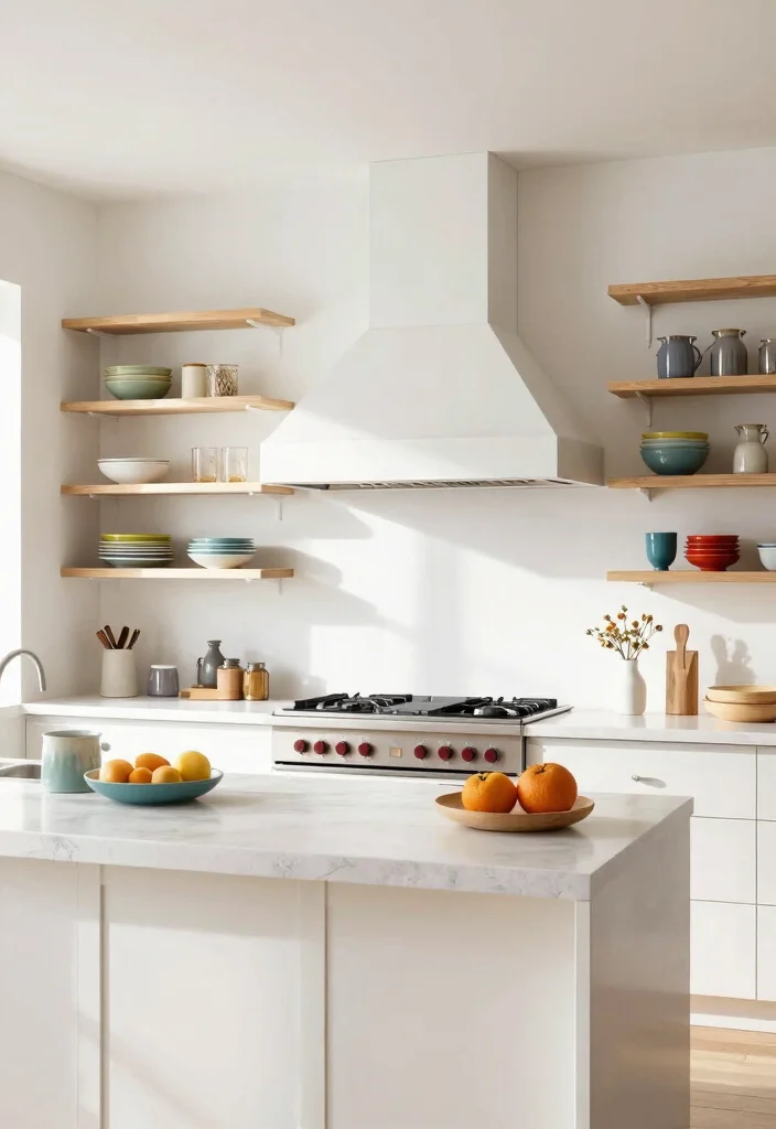 15 Kitchen Island Range Hood Ideas With Statement Design - 12. Open Shelving Integration 1