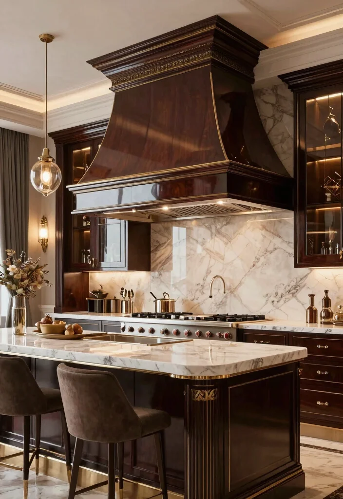 15 Kitchen Island Range Hood Ideas With Statement Design - 13. Luxury Finishes 1