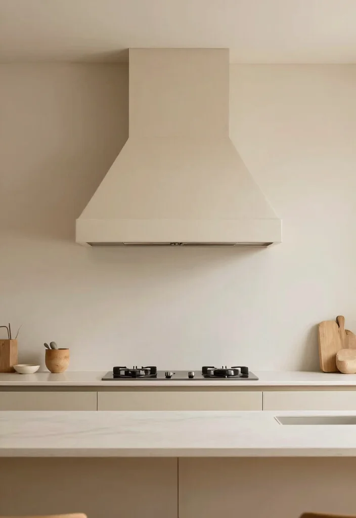 15 Kitchen Island Range Hood Ideas With Statement Design - 14. Warm Minimalism 1