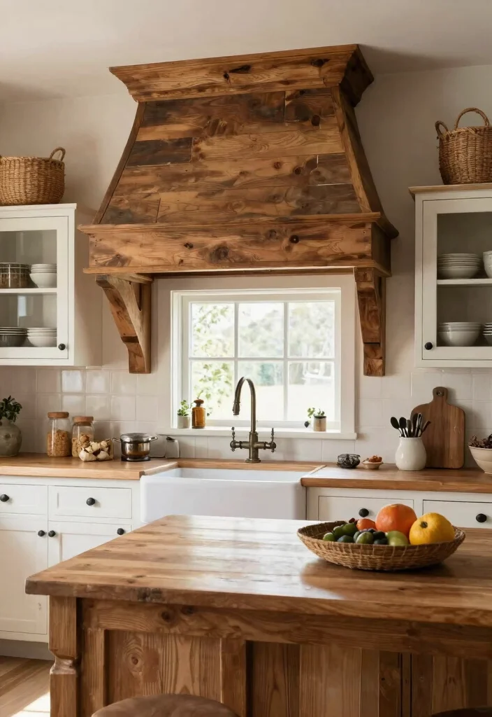 15 Kitchen Island Range Hood Ideas With Statement Design - 2. Rustic Charm with Wood 1