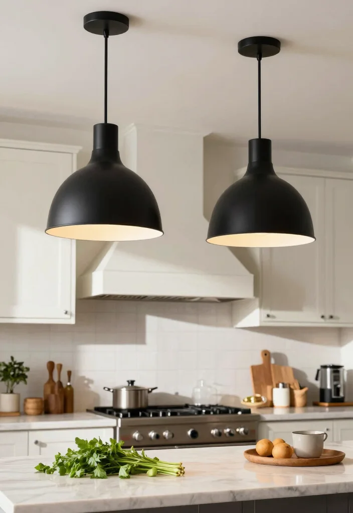 15 Kitchen Island Range Hood Ideas With Statement Design - 3. Statement Lighting Integration 1