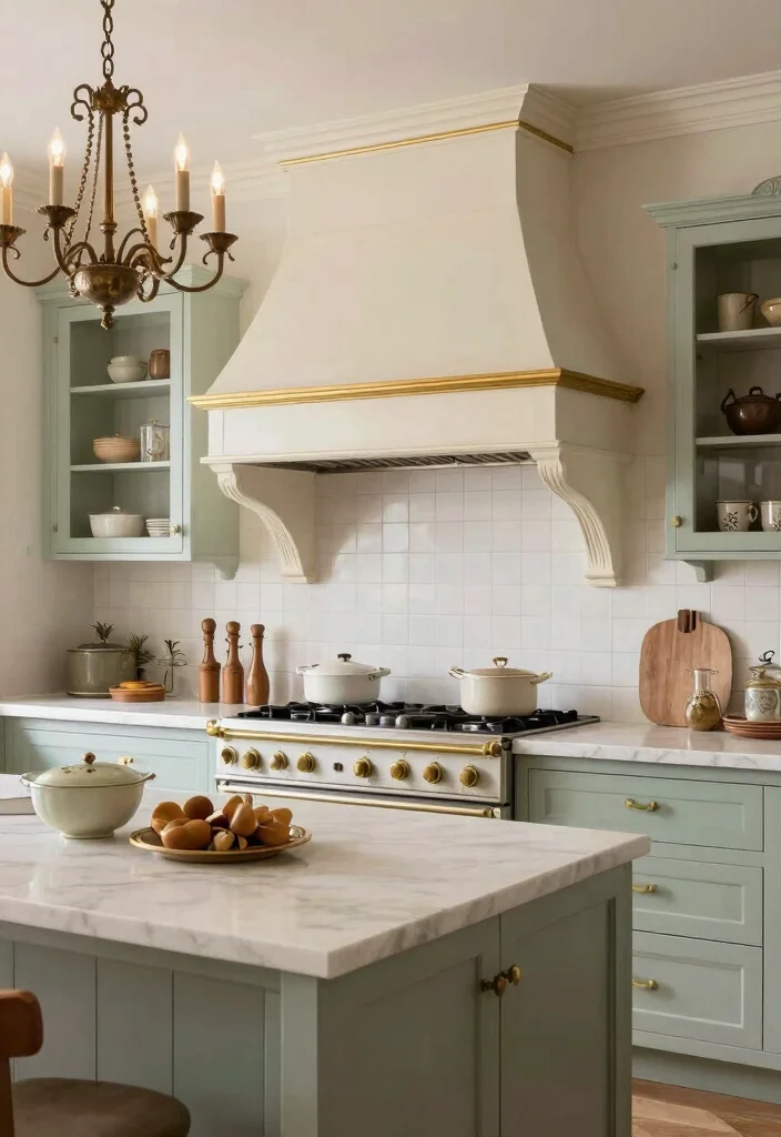 15 Kitchen Island Range Hood Ideas With Statement Design - 7. Vintage Glam 1