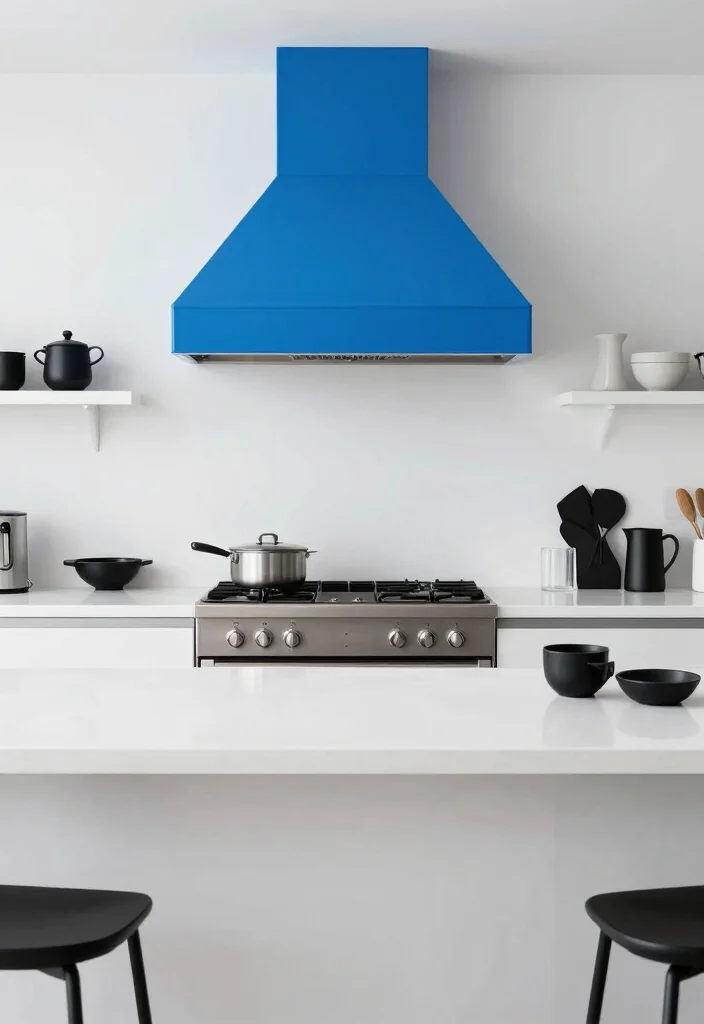 15 Kitchen Island Range Hood Ideas With Statement Design - 8. Bold Colors 1