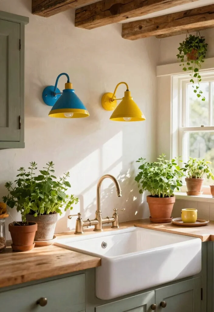 15 Kitchen Sconces Over Sink Ideas With Soft Glow - 11. Colorful Vintage Sconces 1