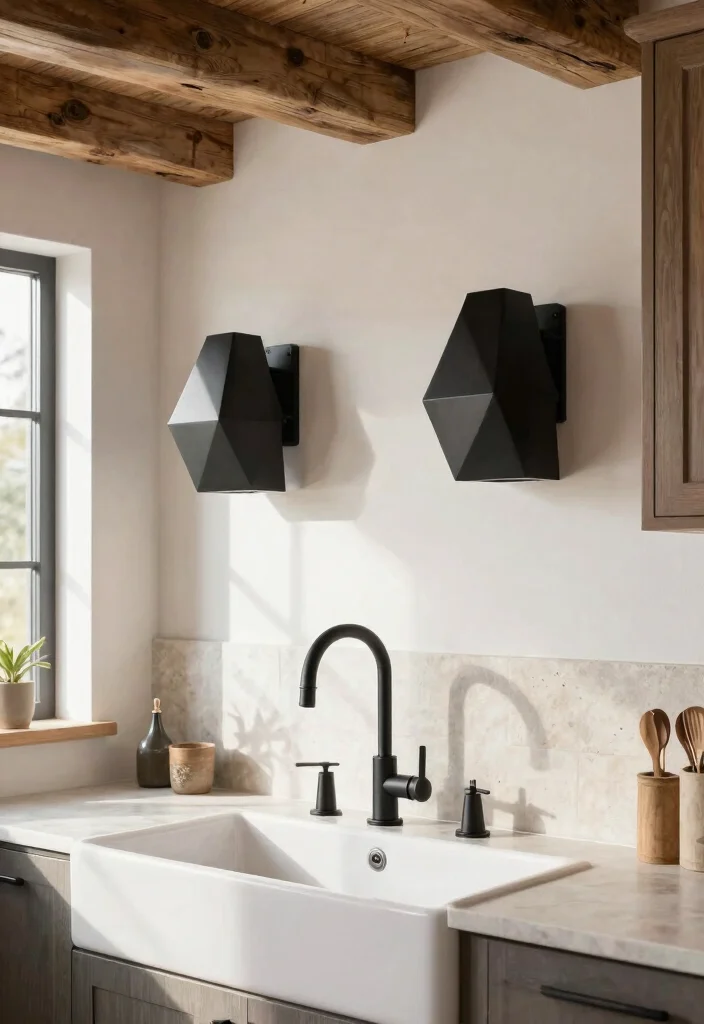 15 Kitchen Sconces Over Sink Ideas With Soft Glow - 12. Geometric Wall Sconces 1