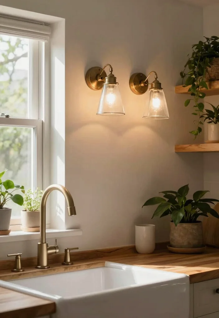 15 Kitchen Sconces Over Sink Ideas With Soft Glow - 15. Sconces with Glass Accents 1