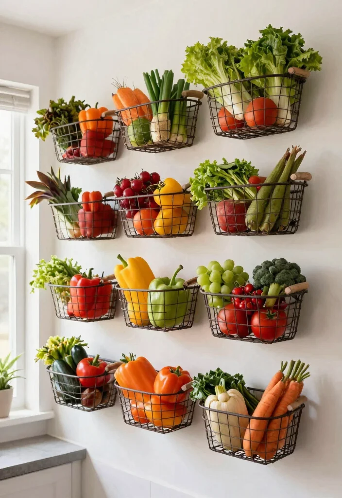 15 Kitchen Wall Rack Ideas With Smart Vertical Storage - 10. Wire Baskets for Storage 1