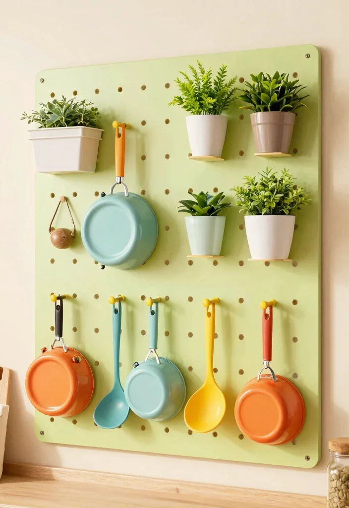 15 Kitchen Wall Rack Ideas With Smart Vertical Storage - 11. Pegboard Wall Organizer 1