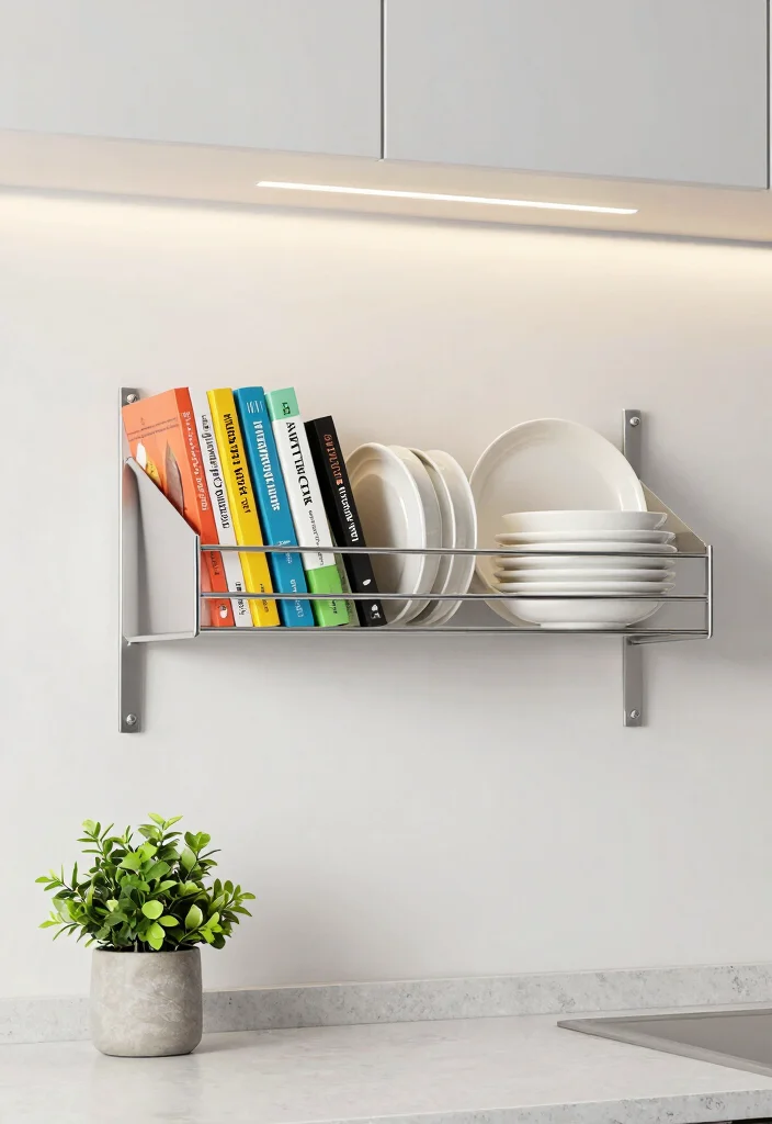 15 Kitchen Wall Rack Ideas With Smart Vertical Storage - 2. Minimalist Metal Racks 1