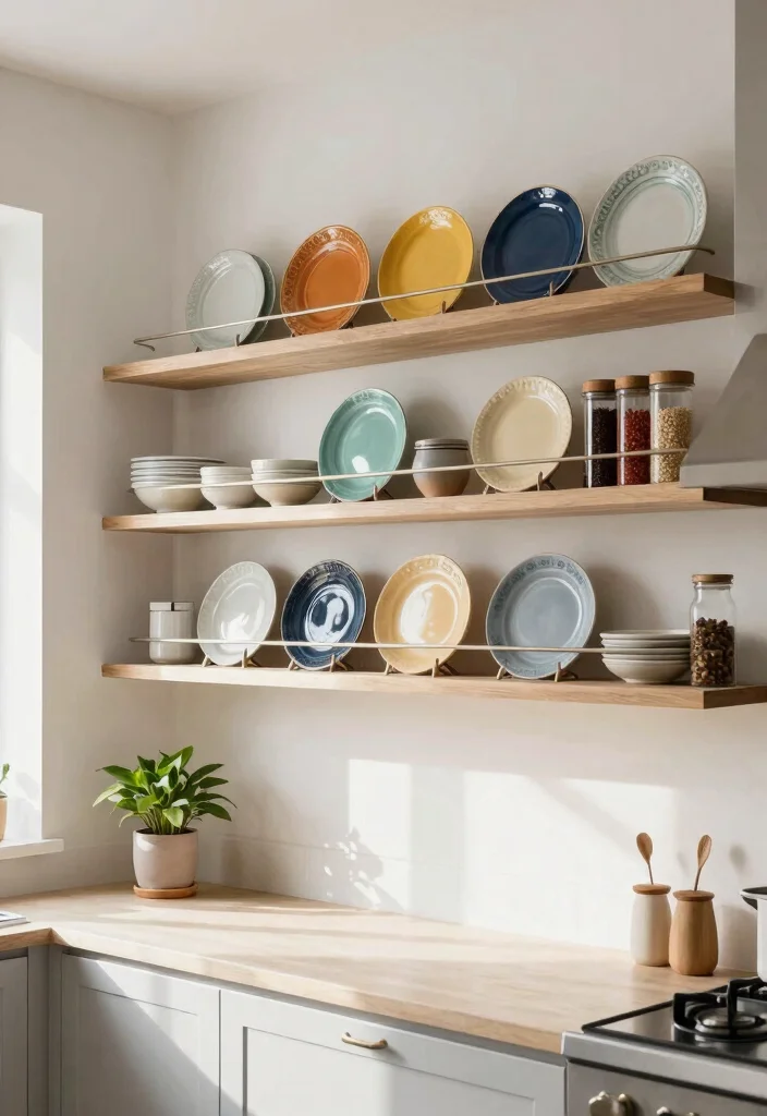 15 Kitchen Wall Rack Ideas With Smart Vertical Storage - 3. Floating Shelves for Open Storage 1