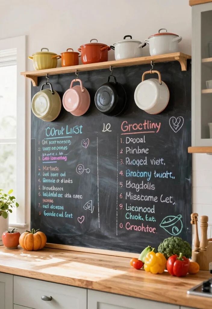 15 Kitchen Wall Rack Ideas With Smart Vertical Storage - 5. Chalkboard Wall Rack 1