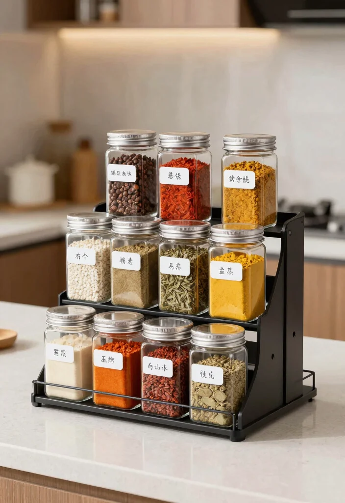 15 Kitchen Wall Rack Ideas With Smart Vertical Storage - 8. Tiered Spice Rack 1