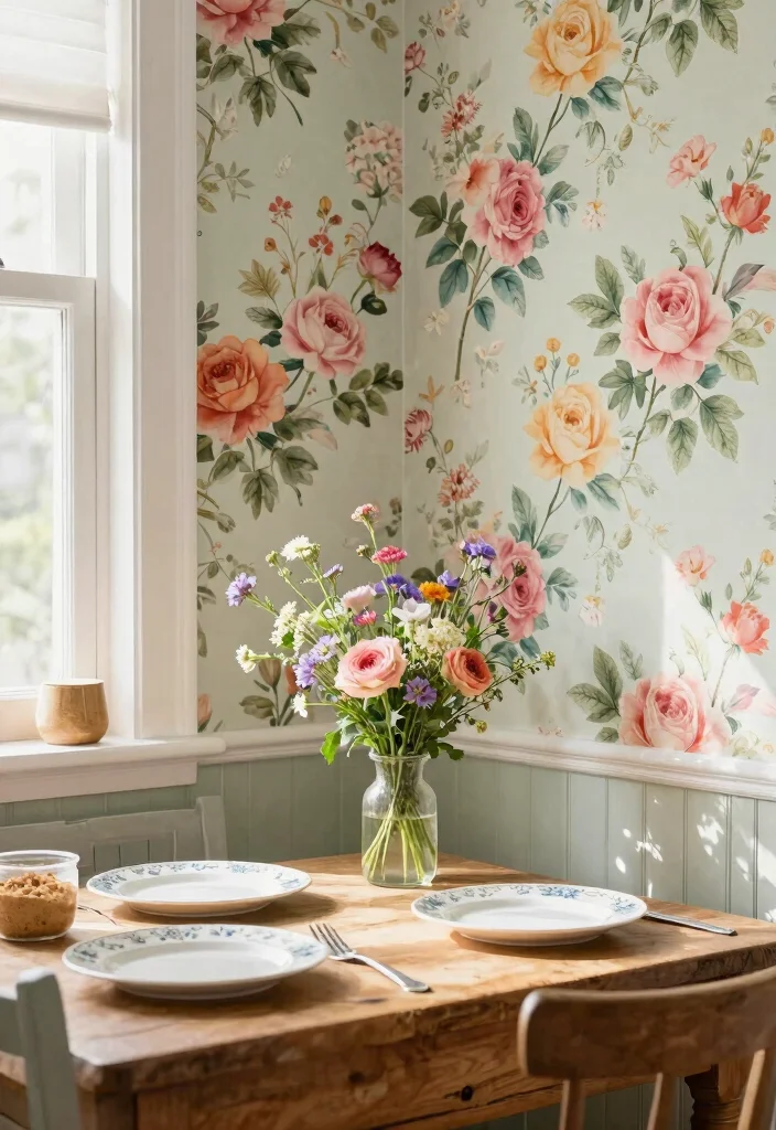 15 Kitchen Wallpaper Design Ideas That Transform Your Walls - 1. Classic Floral Patterns 1