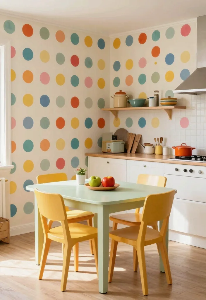 15 Kitchen Wallpaper Design Ideas That Transform Your Walls - 14. Playful Polka Dots 1