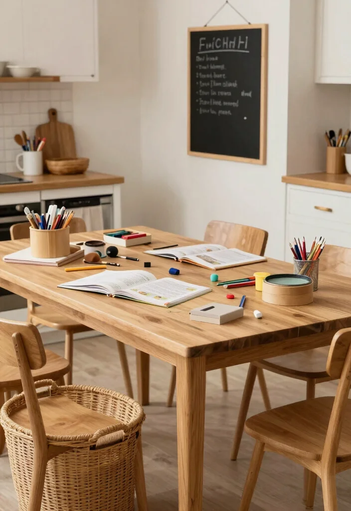 15 Oak Kitchen Table Ideas With Natural Warmth - 14. Multipurpose Space 1