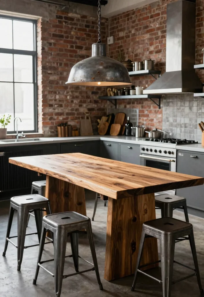 15 Oak Kitchen Table Ideas With Natural Warmth - 3. Rustic Industrial Blend 1