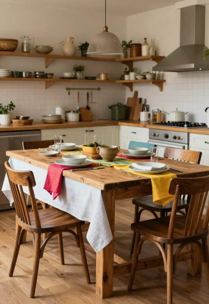 15 Oak Kitchen Table Ideas With Natural Warmth - 5. Eclectic Layering 1