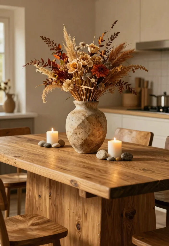 15 Oak Kitchen Table Ideas With Natural Warmth - 8. Statement Centerpiece 1