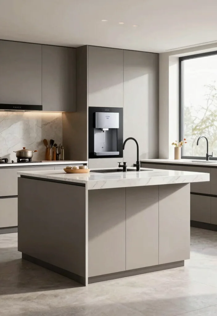 15 RO Water Purifier in Kitchen Cabinet Ideas With Smart Placement - 8. Seamless Kitchen Island 1