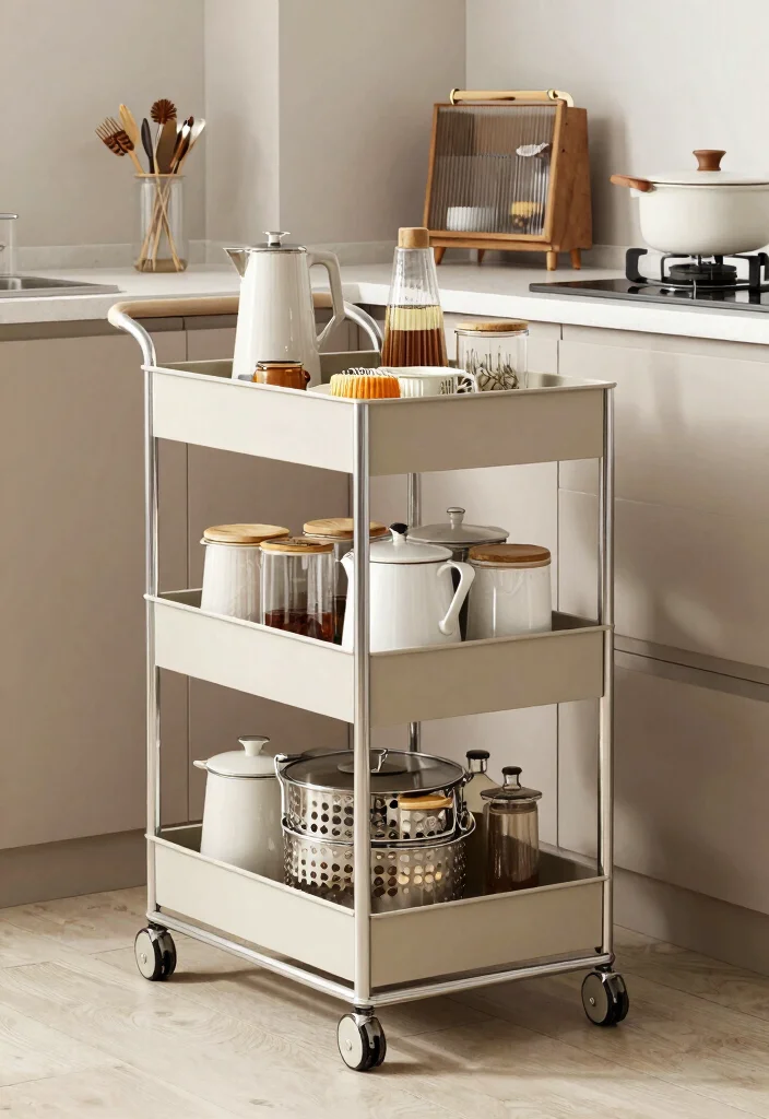 15 Rolling Kitchen Cart Ideas With Versatile Storage - 14. Customizable Workstation 1