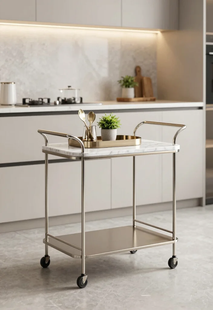 15 Rolling Kitchen Cart Ideas With Versatile Storage - 2. Modern Minimalist Design 1