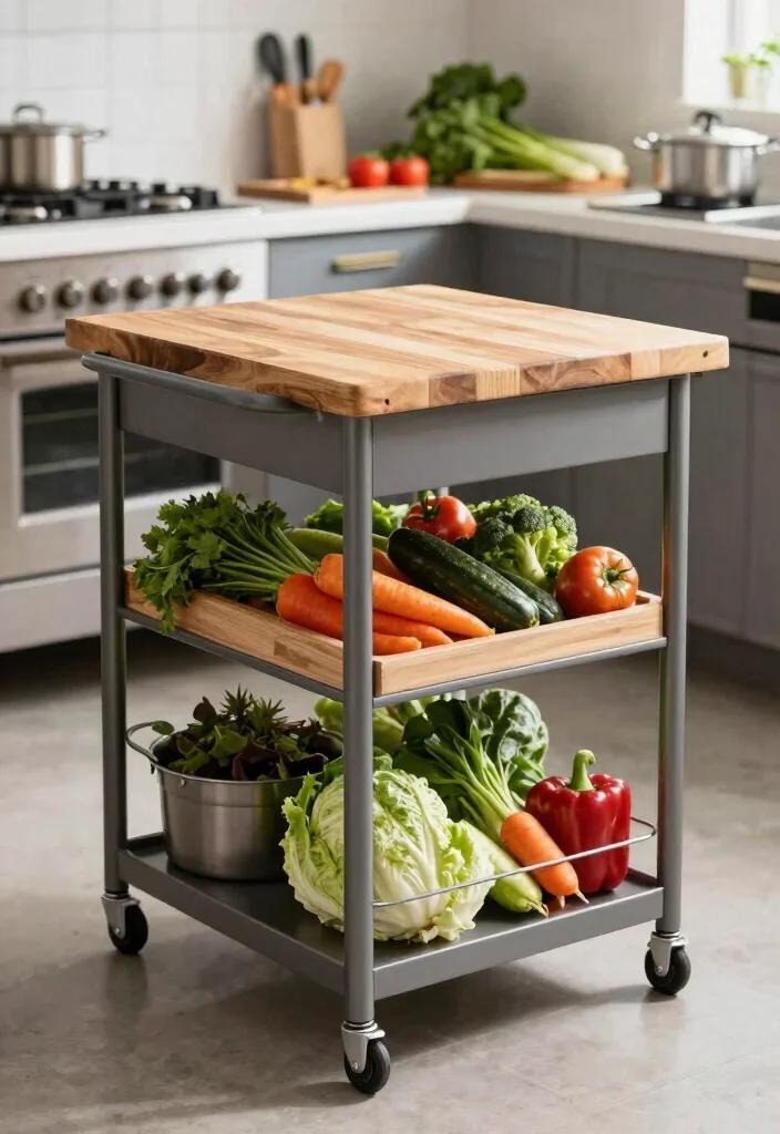 15 Rolling Kitchen Cart Ideas With Versatile Storage - 4. Multi-Purpose Prep Station 1