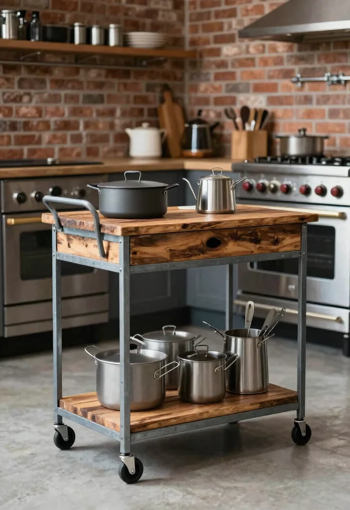 15 Rolling Kitchen Cart Ideas With Versatile Storage - 7. Industrial Chic 1