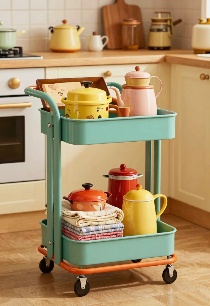 15 Rolling Kitchen Cart Ideas With Versatile Storage - 8. Vintage Suitcase Cart 1