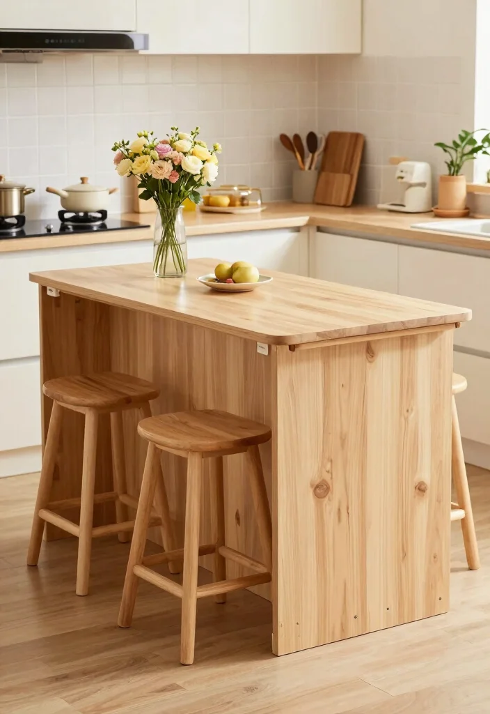 15 Tiny Kitchen Storage Ideas That Work Wonders - 6. Foldable Kitchen Island 1