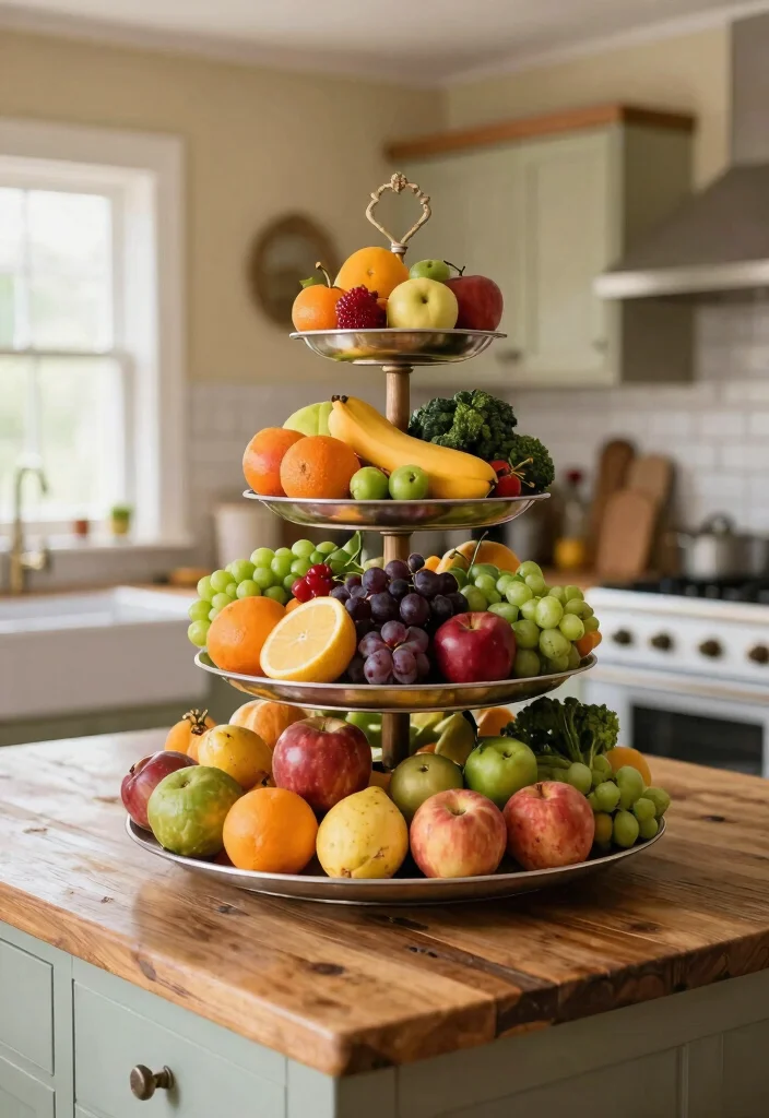 15 Vegetable Baskets for Kitchen Ideas That Look Cute & Practical - 14. Tiered Fruit Stands 1