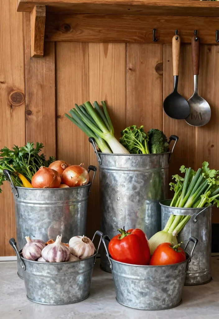 15 Vegetable Baskets for Kitchen Ideas That Look Cute & Practical - 3. Galvanized Metal Baskets 1