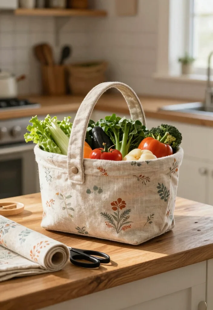 15 Vegetable Baskets for Kitchen Ideas That Look Cute & Practical - 4. DIY Fabric-Covered Baskets 1