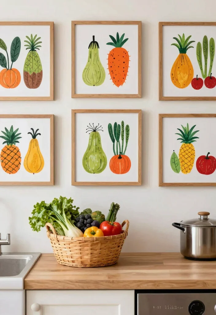 15 Wall Art for Kitchen Ideas That Feel Inviting - 10. Local Market Art 1