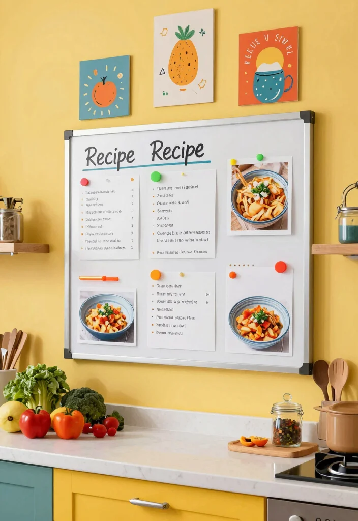 15 Wall Art for Kitchen Ideas That Feel Inviting - 13. Interactive Recipe Board 1