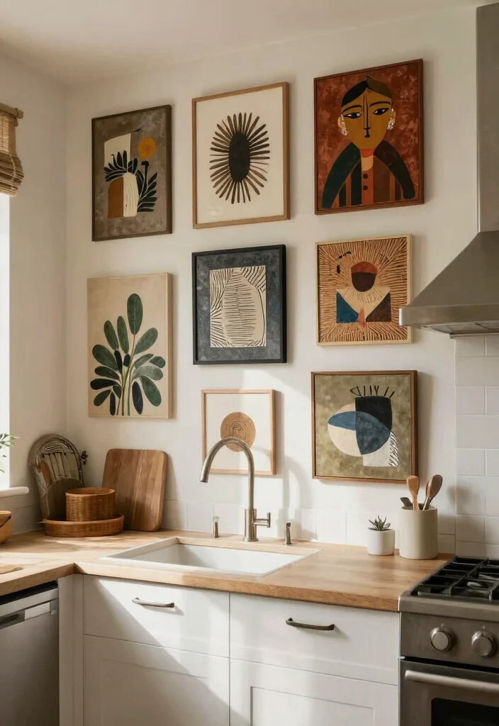 15 Wall Art for Kitchen Ideas That Feel Inviting - 15. Mixed Media Wall Art 1