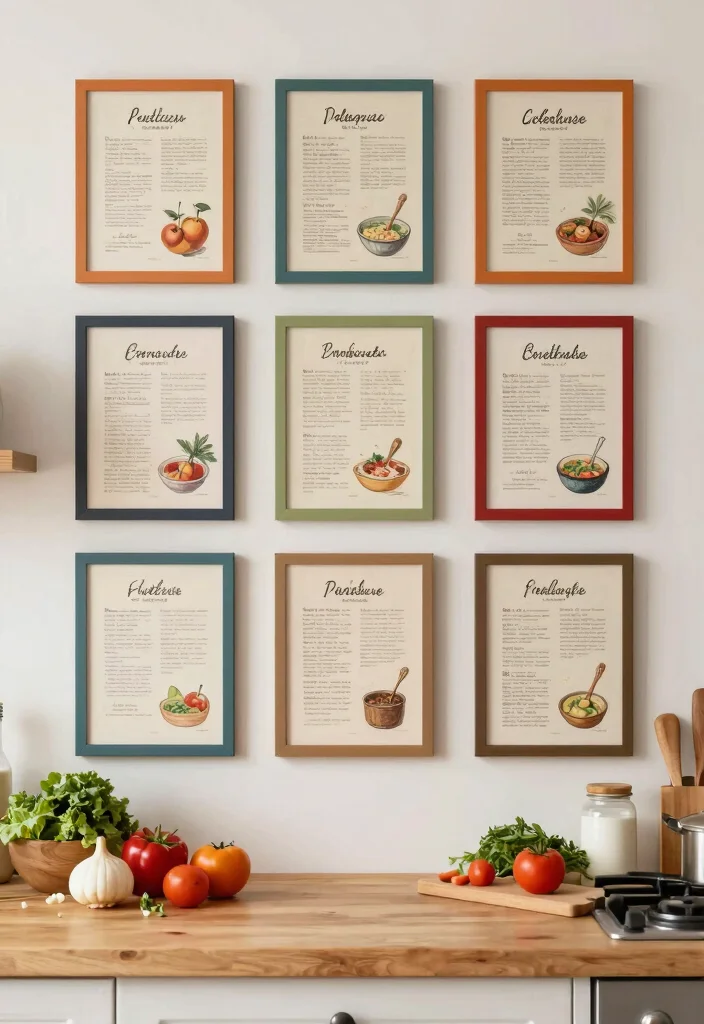 15 Wall Art for Kitchen Ideas That Feel Inviting - 5. Vintage Recipe Prints 1
