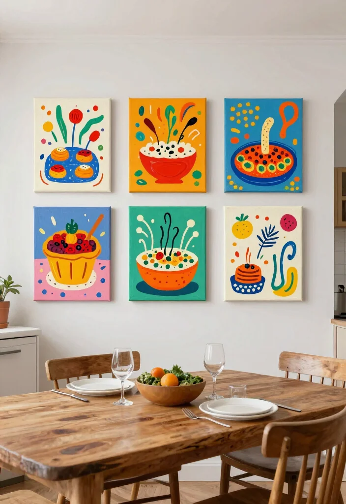 15 Wall Art for Kitchen Ideas That Feel Inviting - 6. Colorful Canvas Art 1