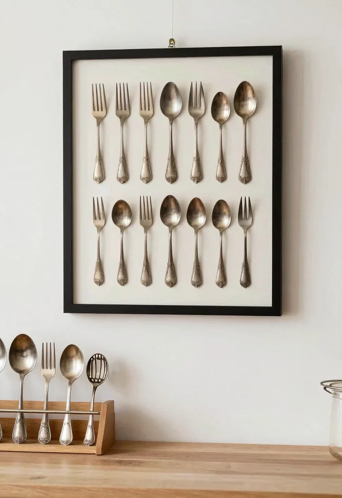15 Wall Art for Kitchen Ideas That Feel Inviting - 7. Vintage Cutlery Art 1