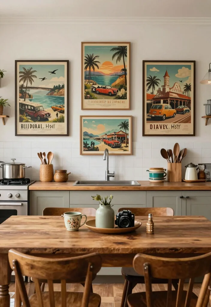 15 Wall Art for Kitchen Ideas That Feel Inviting - 9. Retro Travel Posters 1