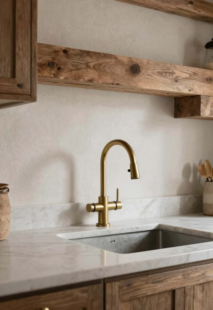 16 Antique Brass Kitchen Faucet Ideas With Vintage Charm - 13. Modern Rustic 1