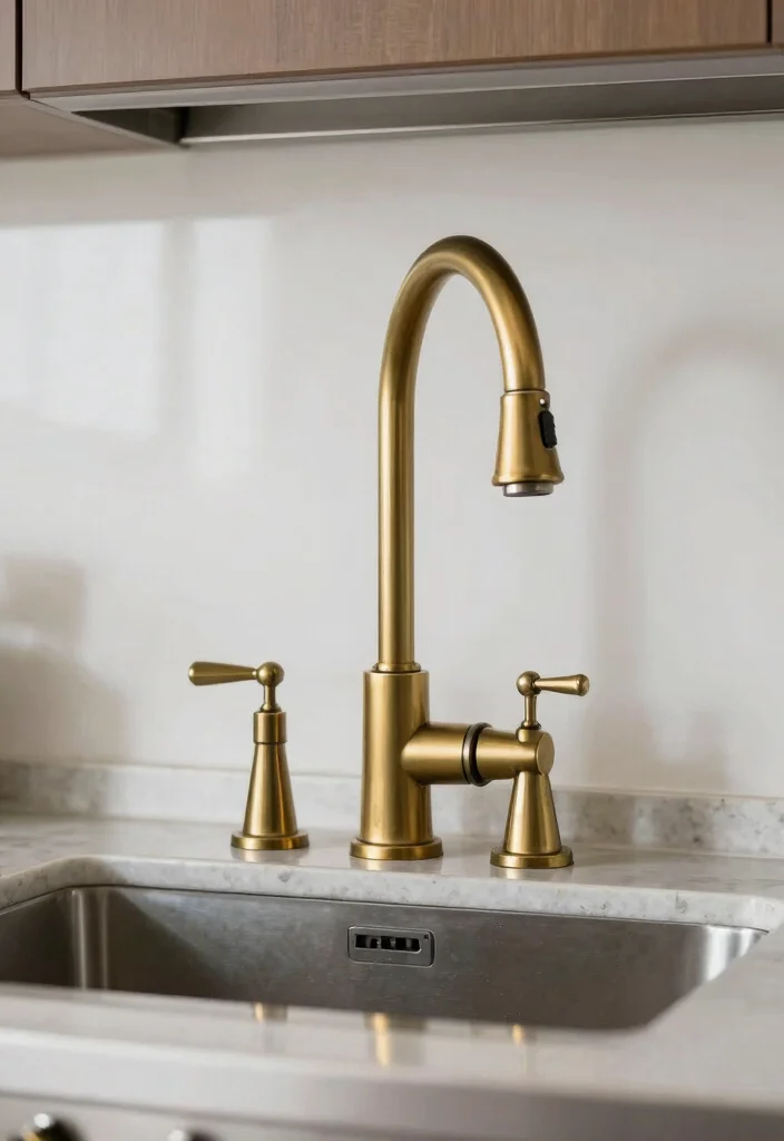 16 Antique Brass Kitchen Faucet Ideas With Vintage Charm - 15. Mixed Metals 1