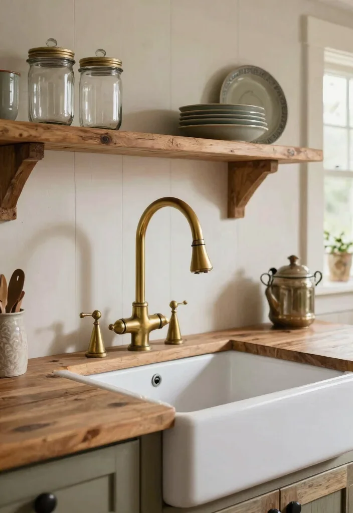 16 Antique Brass Kitchen Faucet Ideas With Vintage Charm - 2. Rustic Farmhouse Style 1