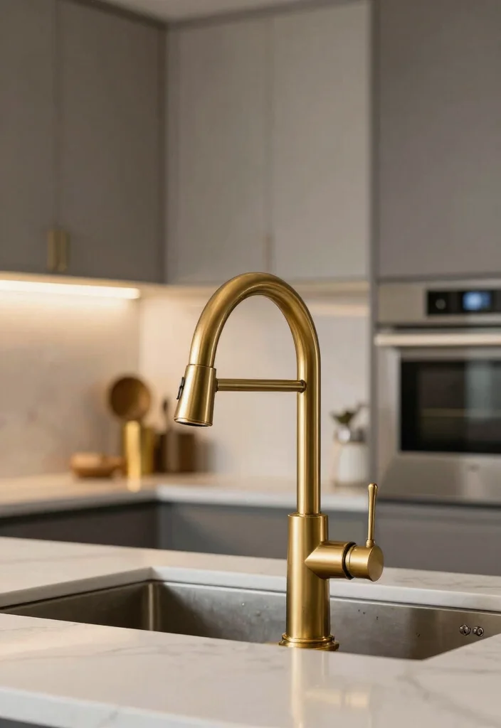 16 Antique Brass Kitchen Faucet Ideas With Vintage Charm - 3. Transitional Style 1