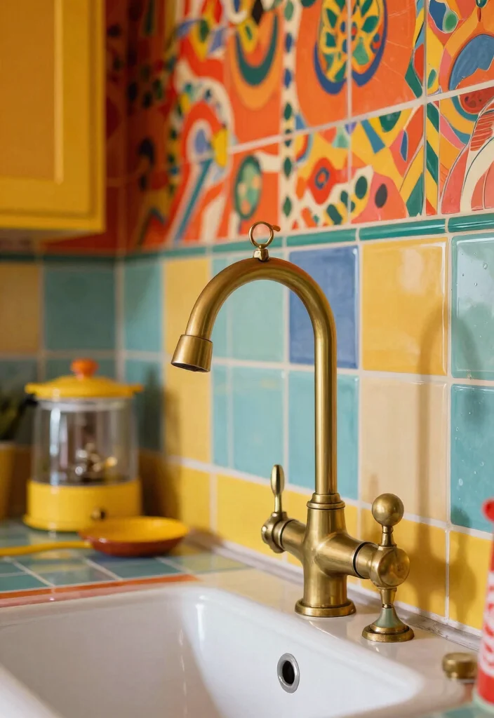 16 Antique Brass Kitchen Faucet Ideas With Vintage Charm - 4. Bold Retro Designs 1
